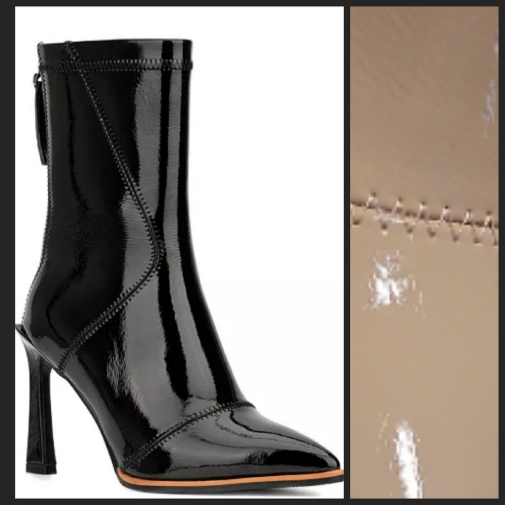 NEW! GABRIELLE UNION Xiomara Cream/Tan Faux Leather Pointed Toe Ankle Boot.